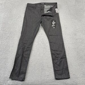 Rude Denim Jeans Mens 34x32 Gray Slouch Skinny Dry Denim Button Fly Punk Emo